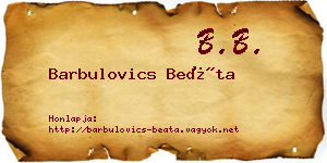 Barbulovics Beáta névjegykártya